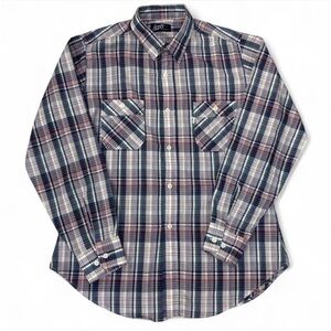 Vintage ‘70s Levi’s Tapered Fit Plaid Long-Sleeve Button Up Shirt Men Large